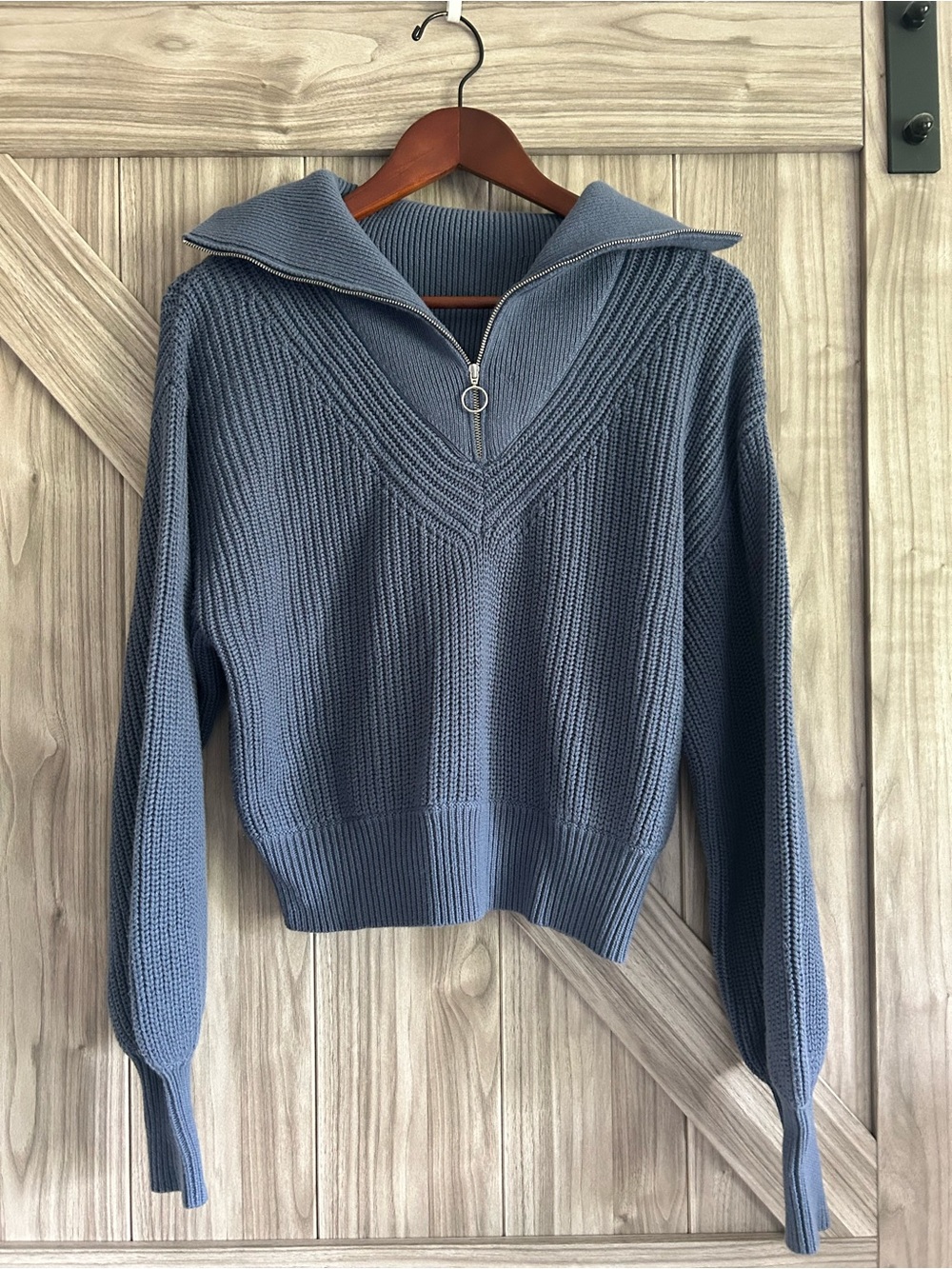 Sweaty Betty Cotton Merino Wool Modern Collared oversized 
Half Zip Sweater S